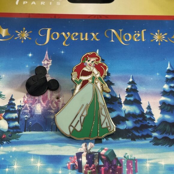 Disneyland Ariel Noel Trading Pin Christmas Princess Little Mermaid Lapel Pin - Picture 2 of 8